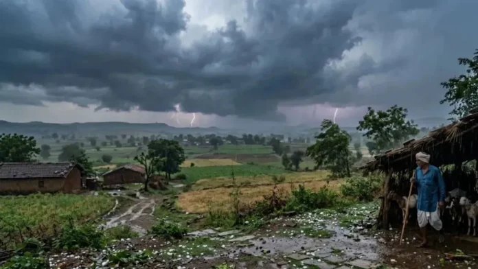 पुणे: ओलावृष्टि के बाद अपने बर्बाद हुए जैविक तरबूज दिखाते किसान।